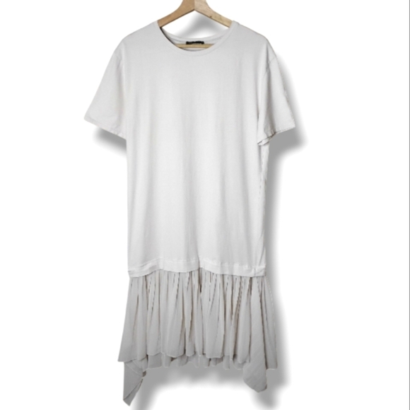Zara Dresses & Skirts - Zara Baggy Shirt Dress Size M Asymmetrical Chiffon Hem Relaxed Casual